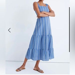 Madewell Embroidered Button Back Tiered Sundress